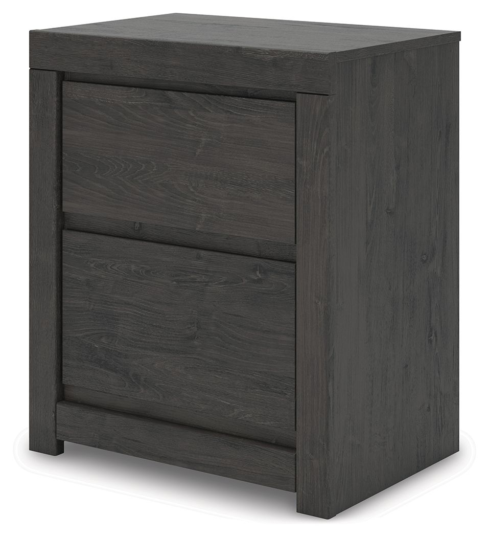 Fraluna - Two Drawer Night Stand - Charcoal