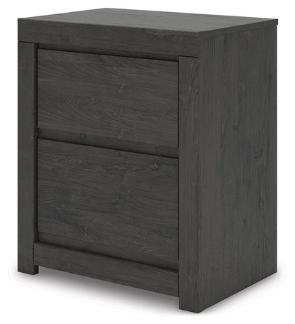 Fraluna - Two Drawer Night Stand - Charcoal