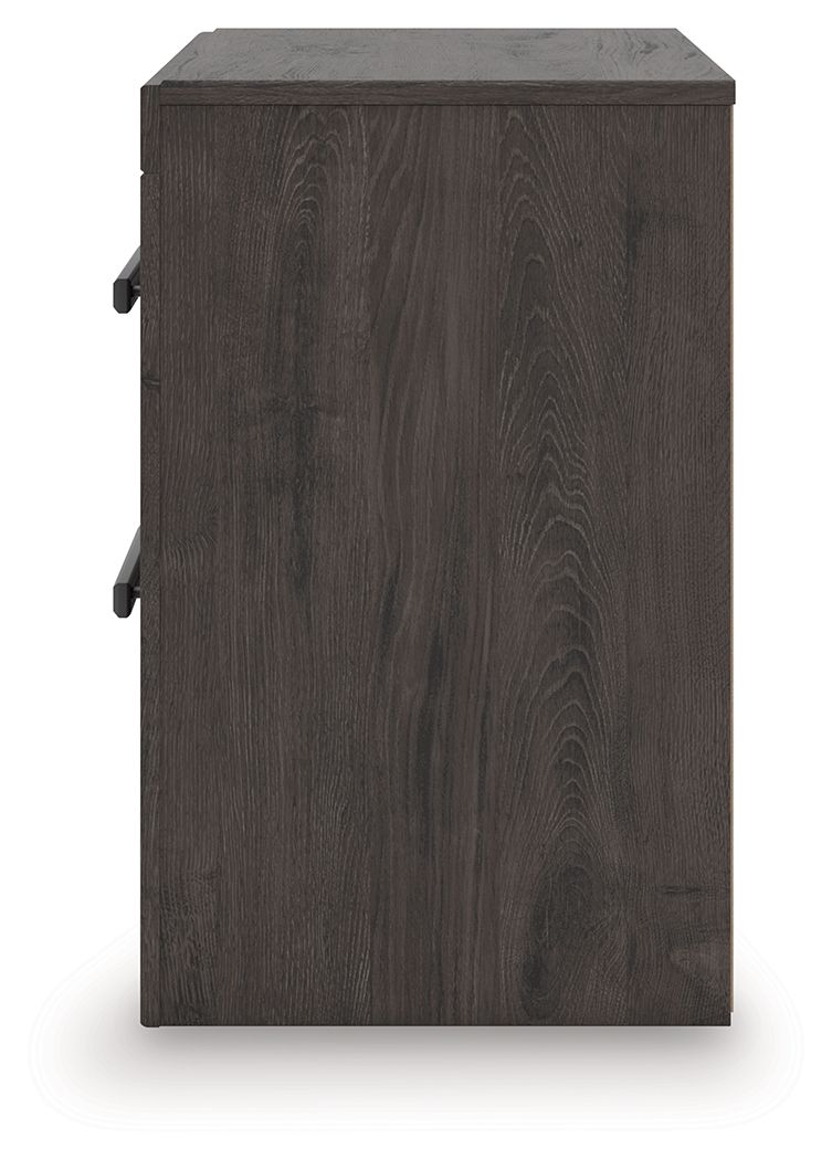 Prendonea - Two Drawer Night Stand - Charcoal