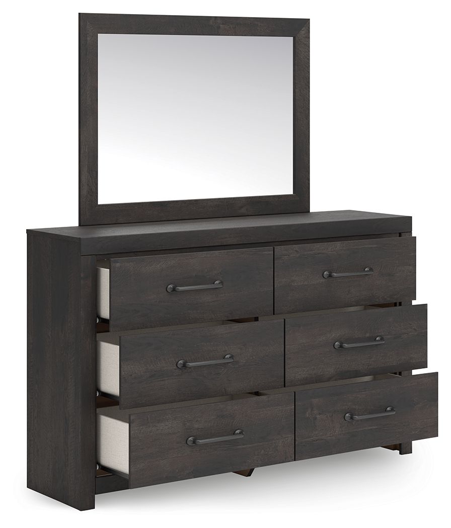 Hollivern - Dresser And Mirror - Dark Gray