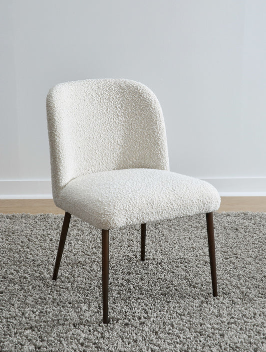 Crossroads 2.0 - Avery Upholstered Dining Chair (Set of 2) - Ricotta Boucle And Bronze Metal