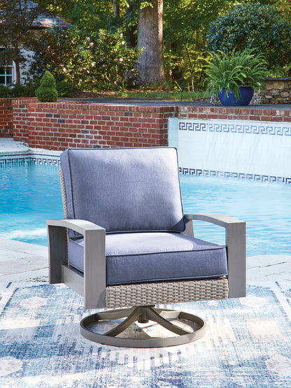 Half Moon Beach - Swivel Lounge With Cushion - Blue / Gray