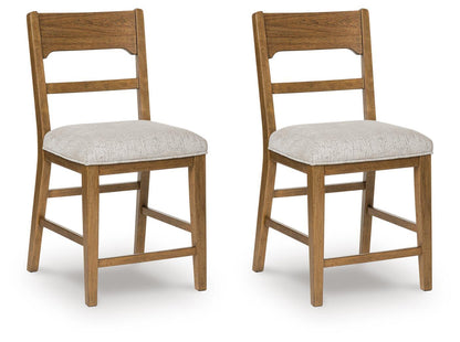 Cabalynn - Upholstered Barstool (Set of 2) - Oatmeal / Light Brown