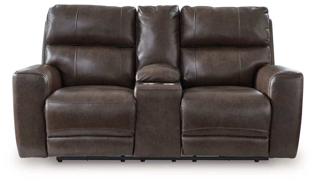 Crossplex - Power Reclining Loveseat / Console / Adjustable Headrest - Smoke