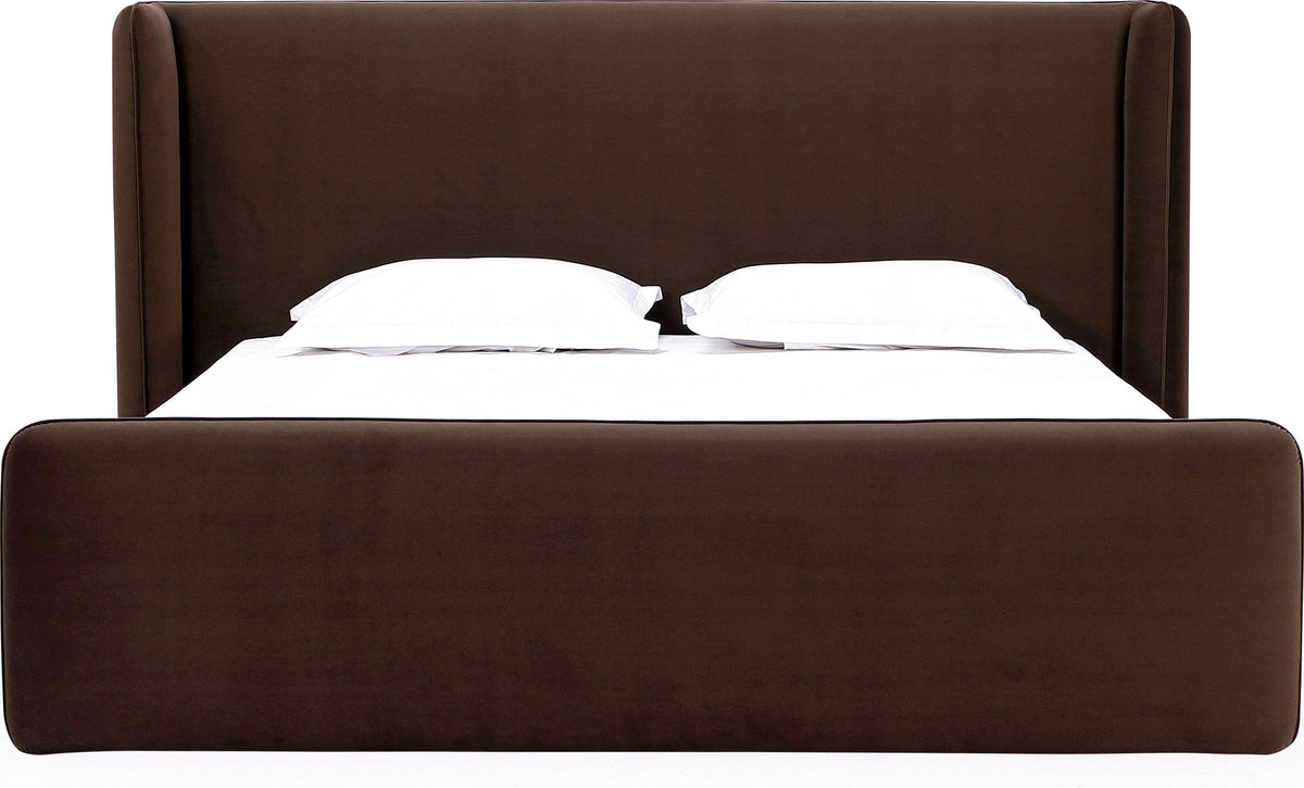 Formosa Bacall - Queen Velvet Upholstered Wingback Platform Bed - Cola