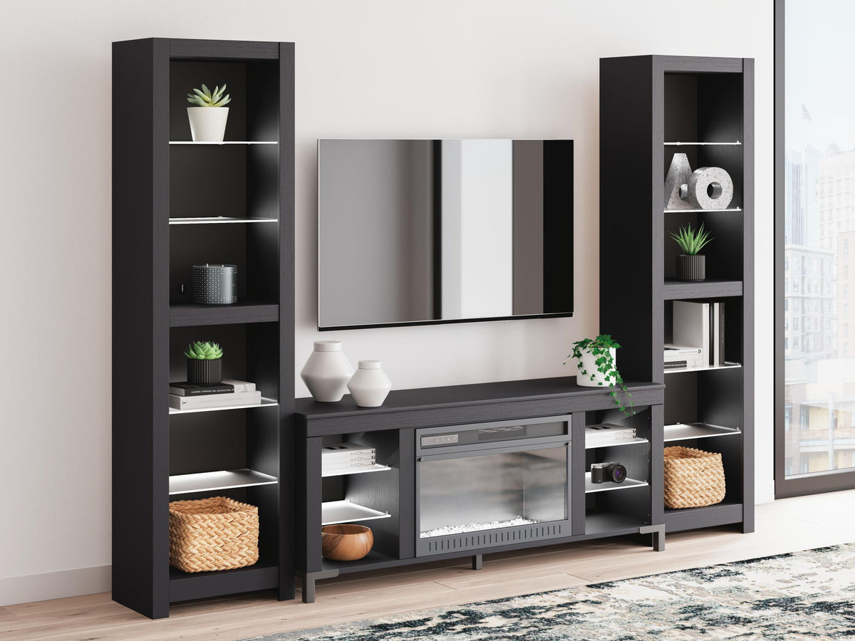 Cayberry - 3-Piece Entertainment Center With Electric Fireplace - Black