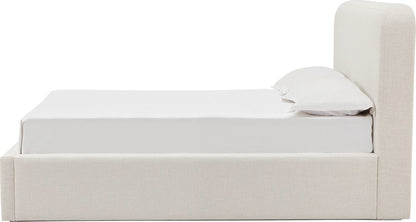 Virgil Off-White - Upholstered Platform Bed - Whipped Honey Linen