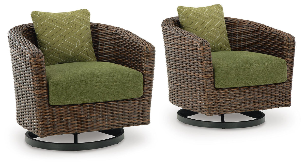 Horizon Hall - Swivel Lounge With Cushion - Brown / Green
