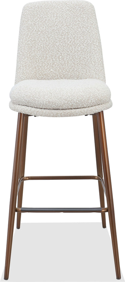 Crossroads 2.0 - Wyatt Upholstered Bar Stool (Set of 2) - Ricotta Boucle And Bronze Metal
