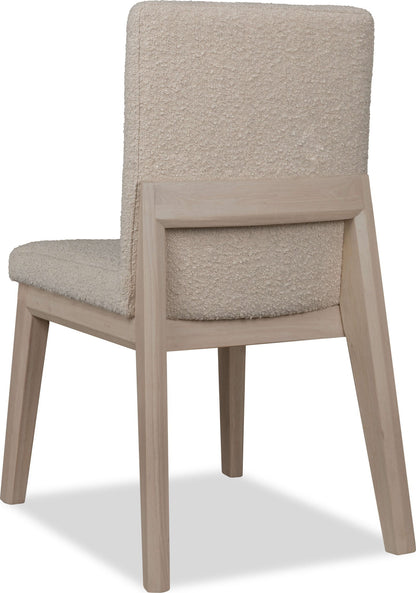 Liv - Solid Wood Dining Chair (Set of 2) - White Sand And Brun Boucle