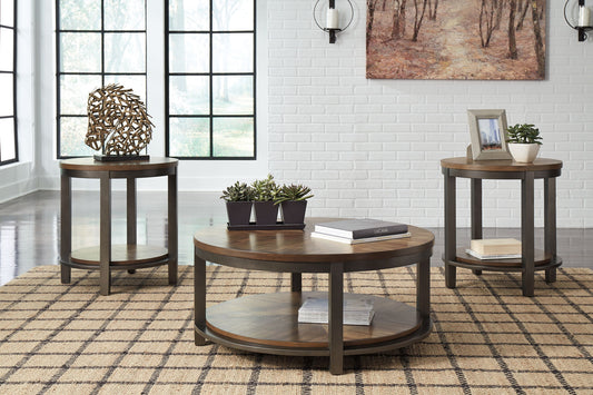 Roybeck - Occasional Table Set (Set of 3) - Light Brown / Bronze