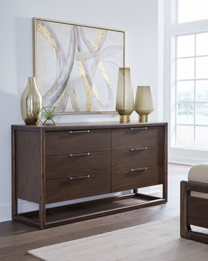 Sol - Six Drawer Acacia Wood Dresser - Brown Spice