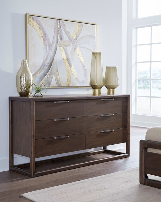 Sol - Six Drawer Acacia Wood Dresser - Brown Spice