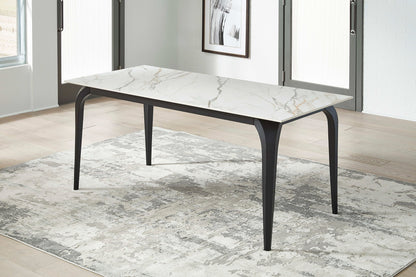 Nicoya - Stone Top And Metal Base Rectangular Dining Table