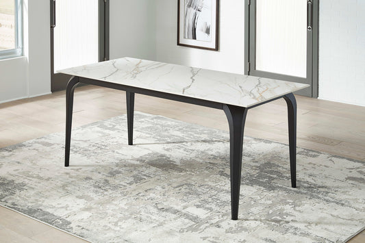 Nicoya - Stone Top And Metal Base Rectangular Dining Table