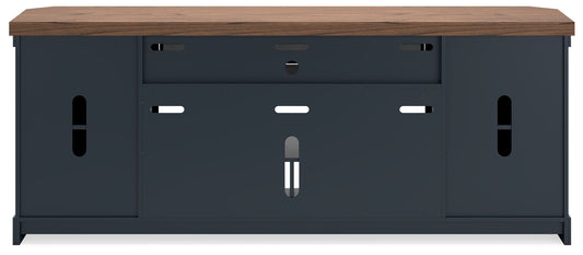 Landocken - XL TV Stand With Fireplace Option - Brown / Blue