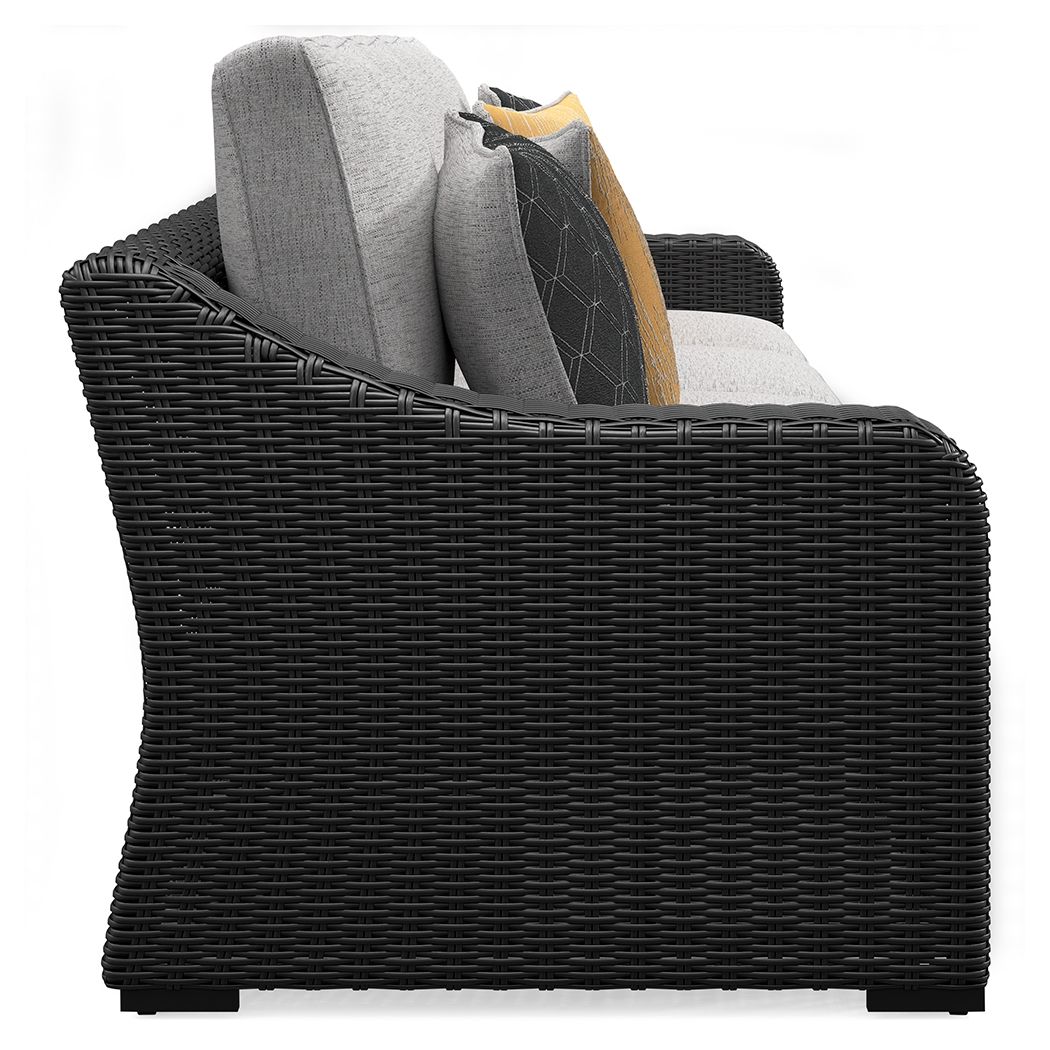 Beachcroft - 2-Piece Outdoor Loveseat with Cushion - Black / Light Gray