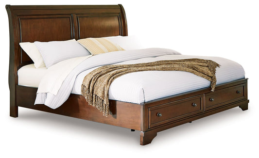 Trellington - Queen Sleigh Storage Bed - Brown