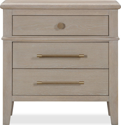 Camden - Three Drawer Oak Wood Nightstand - Chai