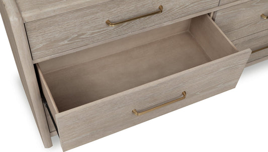 Gardenia - Six Drawer Oak Wood Dresser - Chai