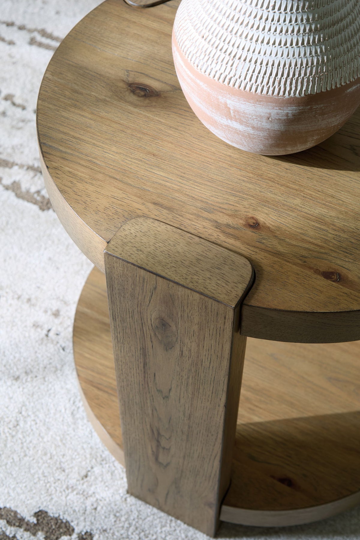 Flangren - Round End Table - Light Brown