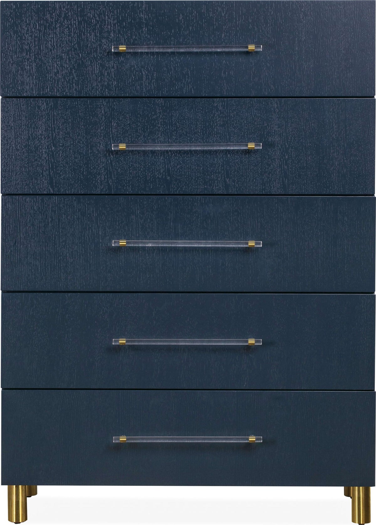 Argento - Five Drawer Chest - Navy Blue And Burnished Brass (2024)