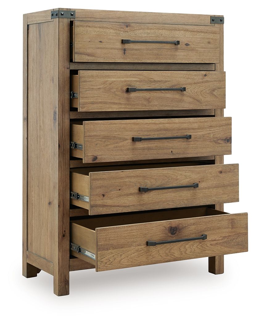 Ridgester - Five Drawer Chest - Light Brown
