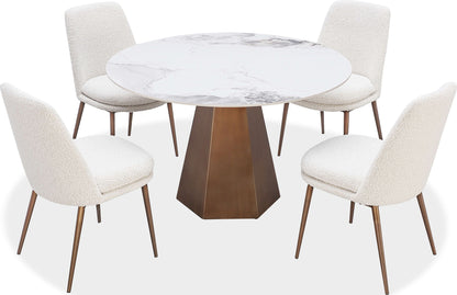 Crossroads 2.0 - Carmel Stone Top Round Dining Table - Chanelle And Bronze