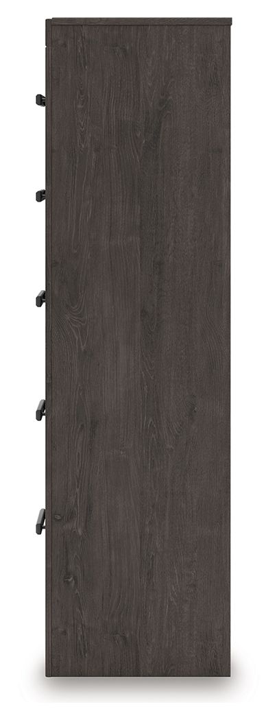 Prendonea - Five Drawer Chest - Charcoal