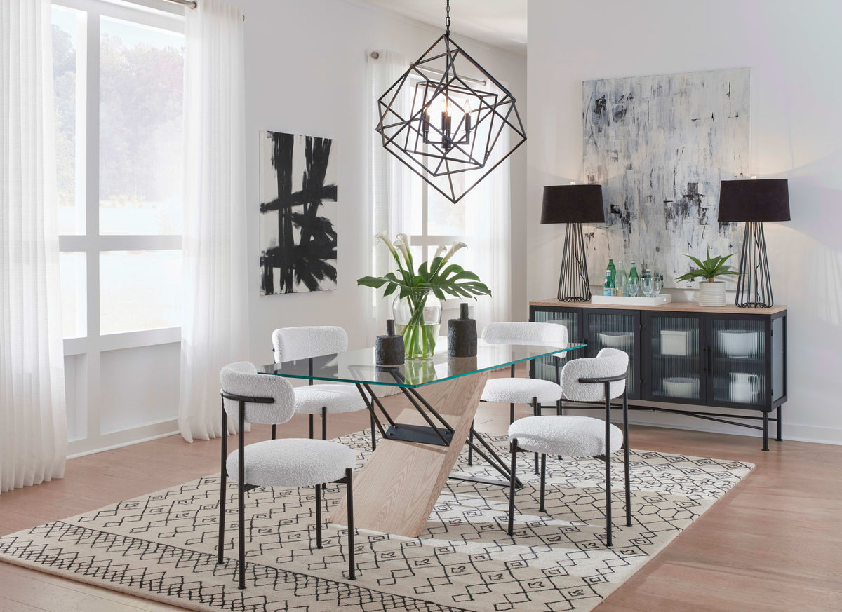 Aere - Boucle Upholstered Metal Leg Dining Chair (Set of 2) - Ivory And Black