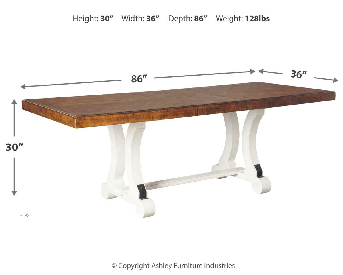 Valebeck - Rectangular Dining Room Table - White / Brown