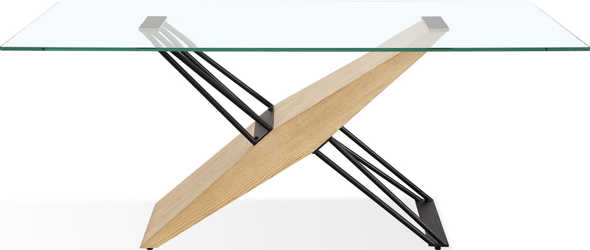 Aere - Glass, Wood And Metal Rectangular Dining Table - Natural Ash And Black