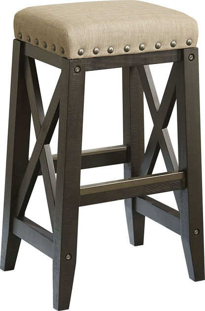 Yosemite - Solid Wood Upholstered Bar Stool - Beige / Cafe