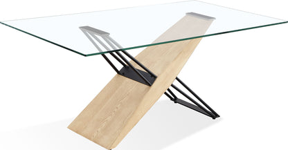 Aere - Glass, Wood And Metal Rectangular Dining Table - Natural Ash And Black