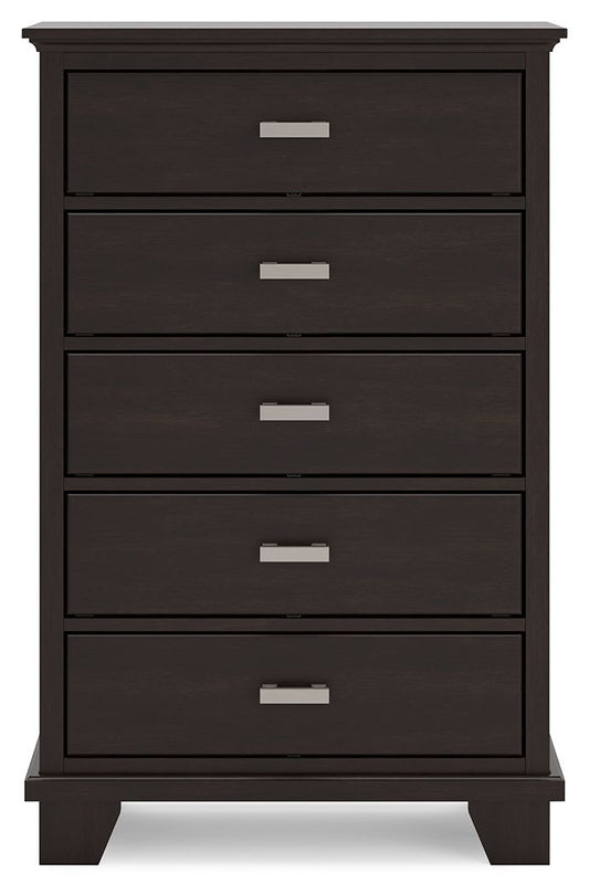Covetown - Five Drawer Chest - Dark Brown