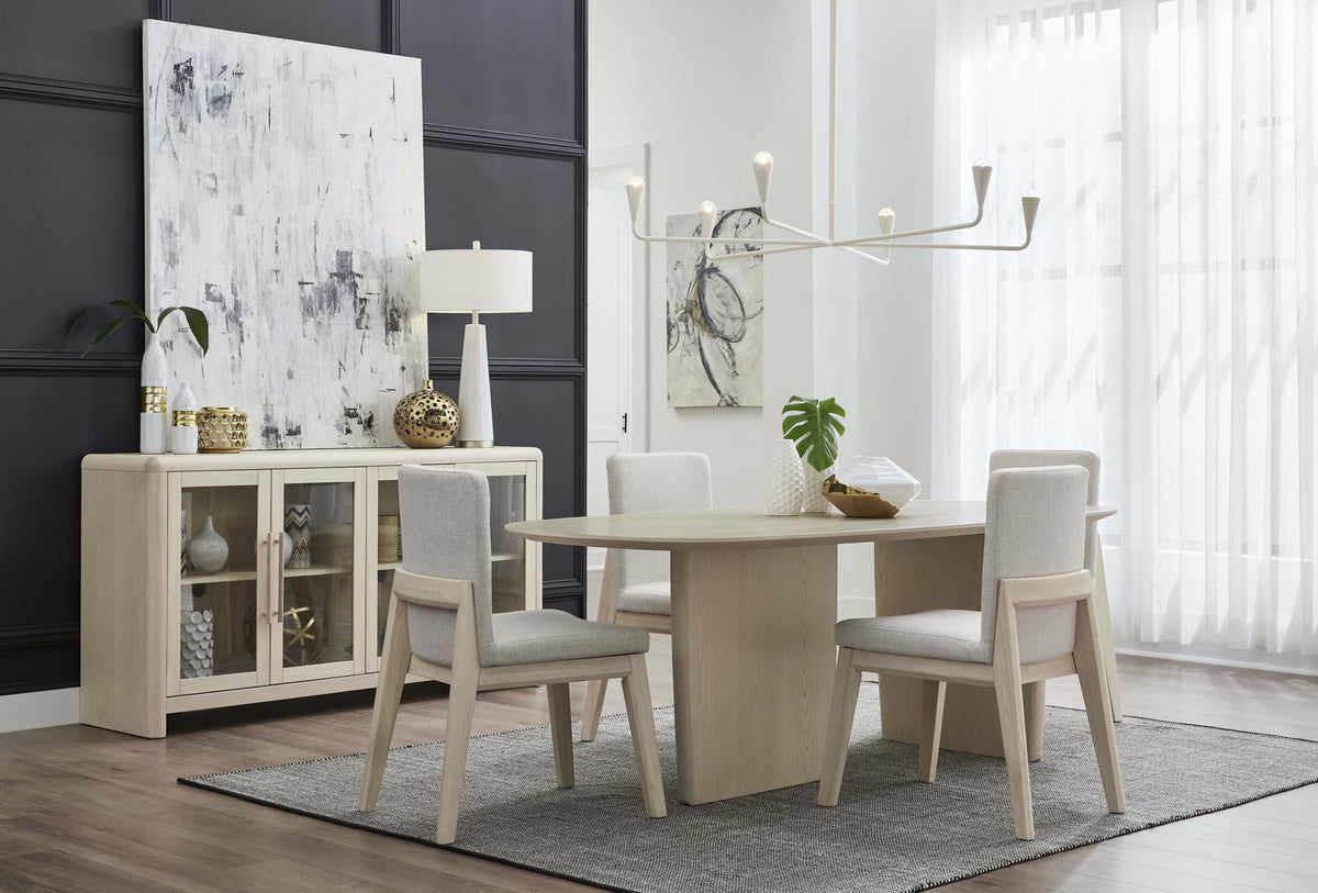 Liv - Glass Door Ash Wood Sideboard - White Sand