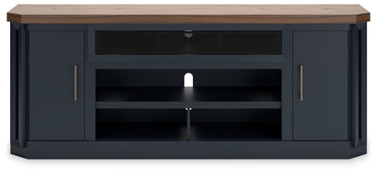 Landocken - XL TV Stand With Fireplace Option - Brown / Blue