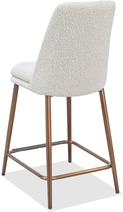 Crossroads 2.0 - Wyatt Upholstered Counter Stool (Set of 2) - Ricotta Boucle And Bronze Metal