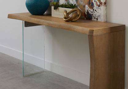 One - Live Edge White Oak And Glass Table