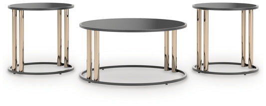 Hannerly - Occasional Table Set (Set of 3) - Black / Gold Finish