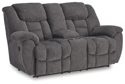 Foreside - Dbl Reclining Loveseat with Console - Charcoal
