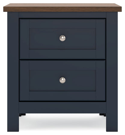 Landocken - Two Drawer Night Stand - Brown / Blue