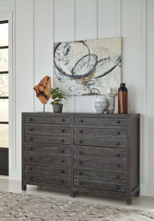 Townsend - Solid Wood Eight Drawer Dresser - Gunmetal (2024)