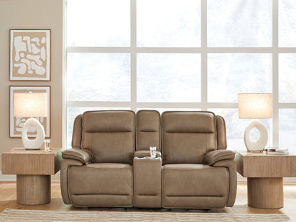 Glencroft - Power Reclining Loveseat With Console / Adjustable Headrest - Sahara
