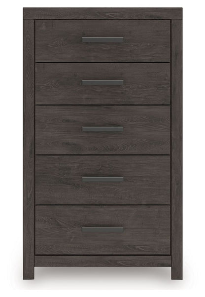 Prendonea - Five Drawer Chest - Charcoal