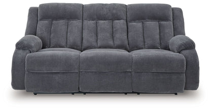 Observation - Reclining Power Sofa With Drop Down Table - Steel