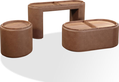 Yeal - Leather Upholstered Storage Table With Wooden Top
