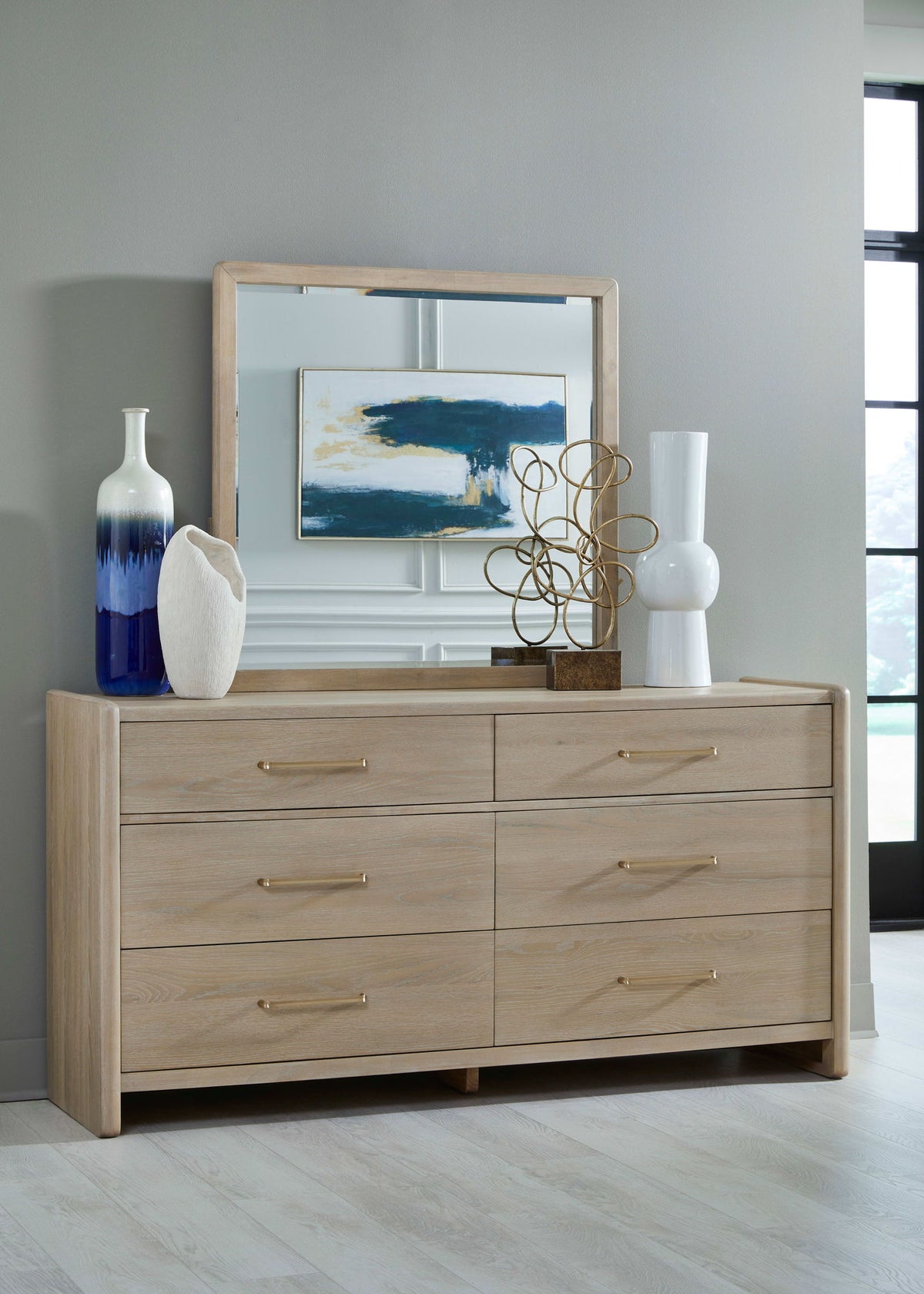 Gardenia - Six Drawer Oak Wood Dresser - Chai