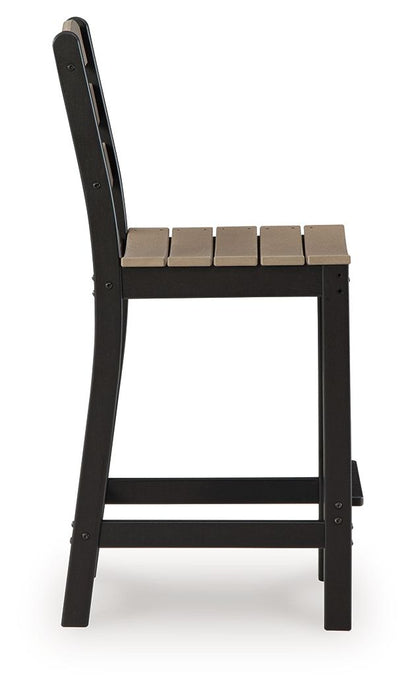 Shoreline Beach - Outdoor Counter Table And 2 Barstools (Set of 3) - Black / Beige
