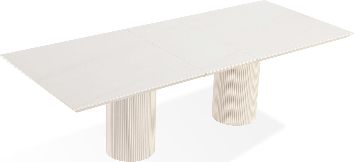 Crossroads 2.0 - Cannon Stone Top Double Pedestal Extension Dining Table With Wood Base - Ivory